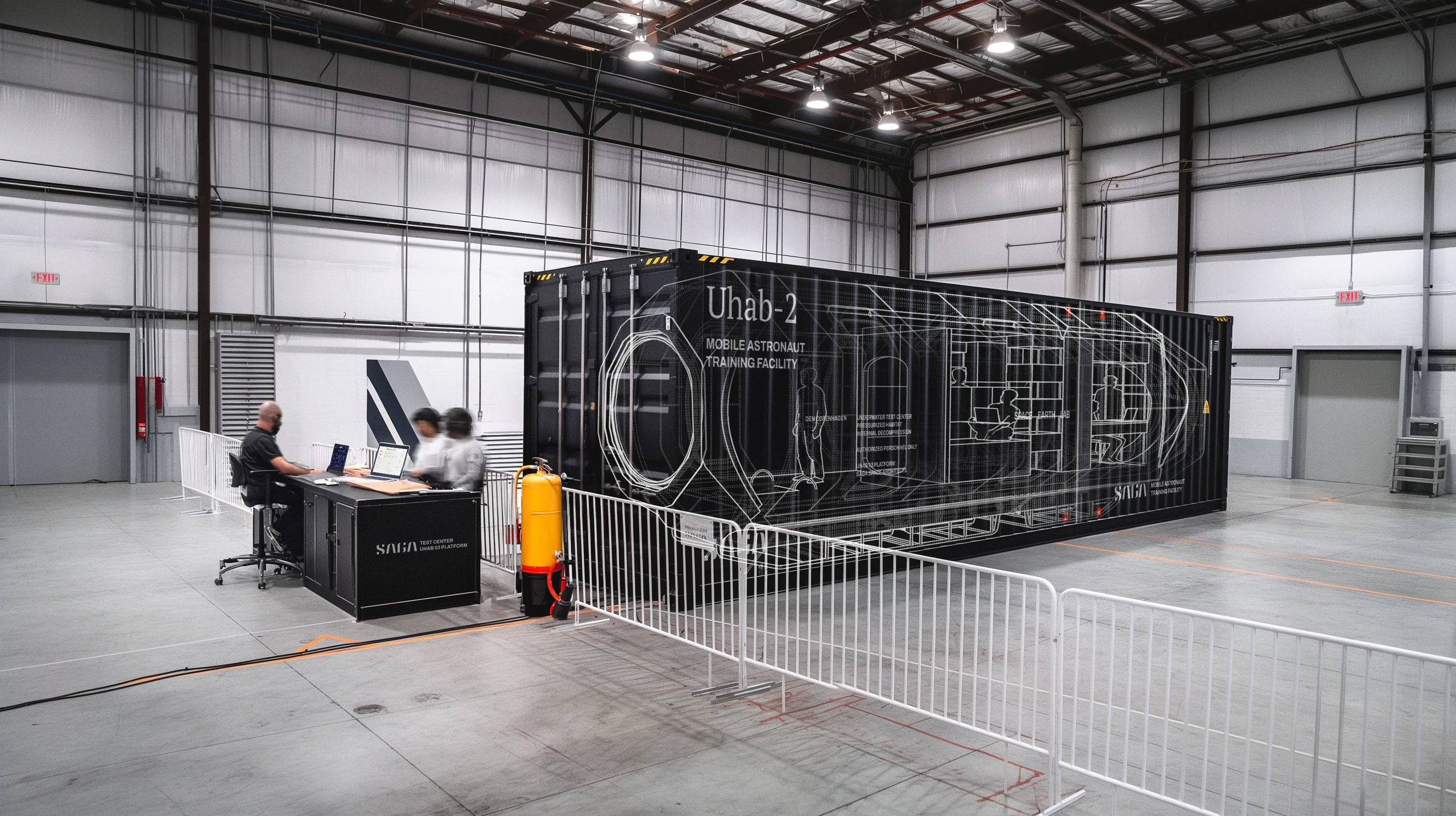 Render of UHAB-2's schematic fitting inside a shipping container