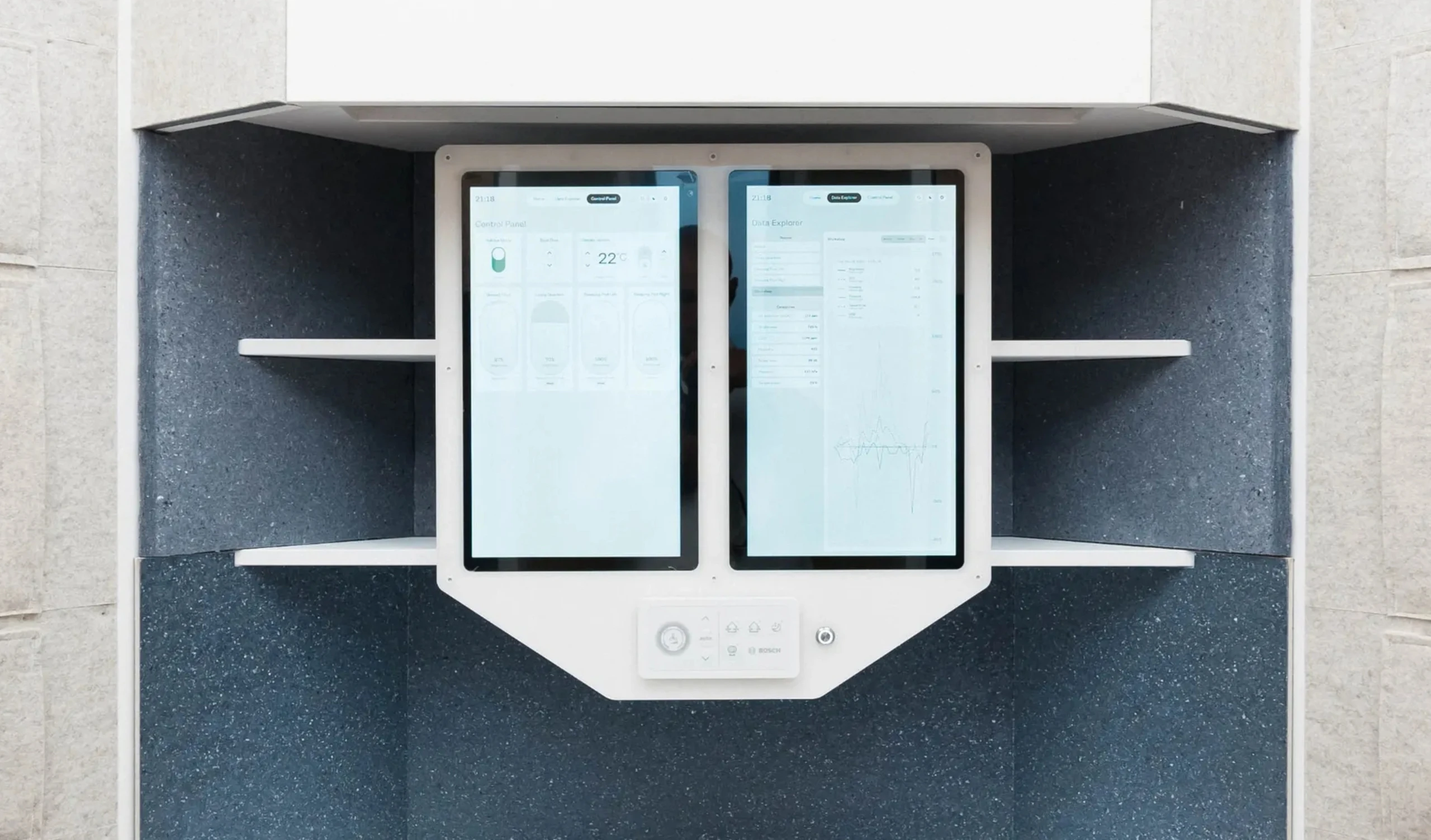 Image of Odin Habitat OS on monitors inside the Rosenberg Space Habitat